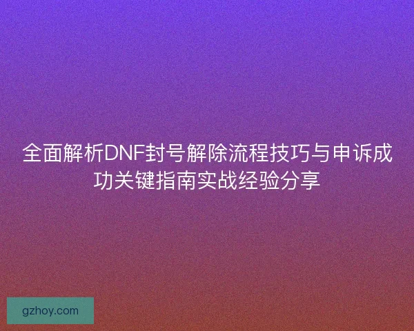 全面解析DNF封号解除流程技巧与申诉成功关键指南实战经验分享