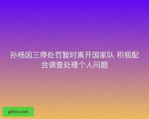 孙杨因三停处罚暂时离开国家队 积极配合调查处理个人问题 孙杨因三停处罚暂时离开国家队 积极配合调查处理个人问题
