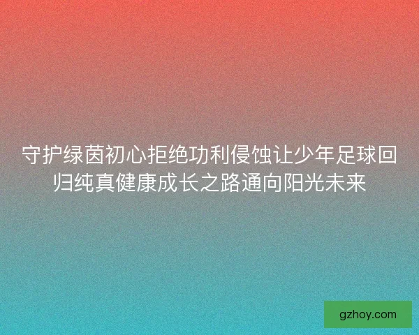 守护绿茵初心拒绝功利侵蚀让少年足球回归纯真健康成长之路通向阳光未来